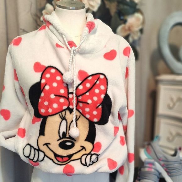 Hong Star Other - Disney Minnie Mouse Plush Velour Fleece Hooded Sweatshirt